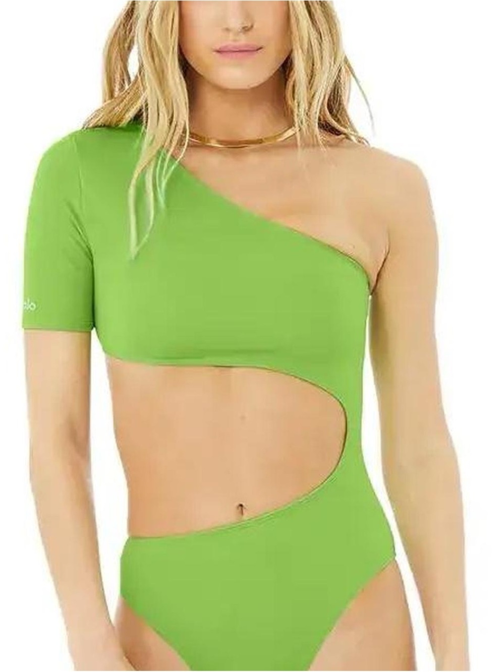 ALO Yoga One-Shoulder Cutout Bodysuit - Lime Green